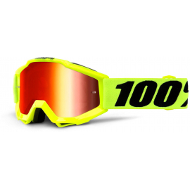 100% Accuri Youth Goggles Fluo Yellow / Red Mirror Lens