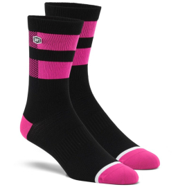100% FLOW Performance Socks - Black/Fluo Pink S/M