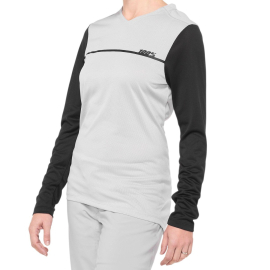 100% RIDECAMP Womens Long Sleeve Jersey Grey/Black - XL