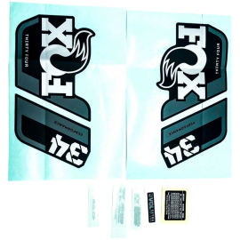 Fox Fork 34 Decal Kit: P-S Grey Logo Matte Black 2022