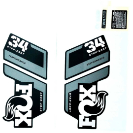 Fox Fork 34 SC Decal Kit: P-S Grey Logo Matte Black 2022