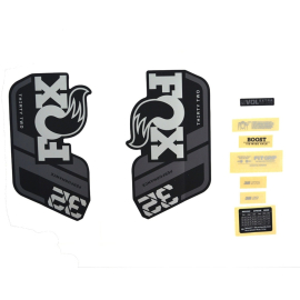 FOX Fork 32 Decal Kit: P-S Grey Logo Matte Black 2021