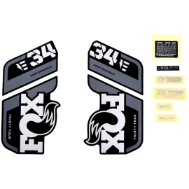 FOX Fork 34 Decal Kit: E-Bike + P-S Grey Logo Matte Black 2021