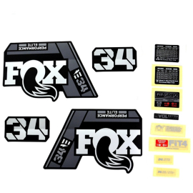 FOX Fork 34 Decal Kit: E-Bike + P-SE Grey Logo Matte Black 2021