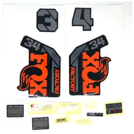 Fox Decal Kit: 2021 34 F-S Orange Logo Shiny Black Fork