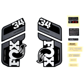 Fox Decal Kit: 2021 34 P-S Gray Logo Matte Black Fork