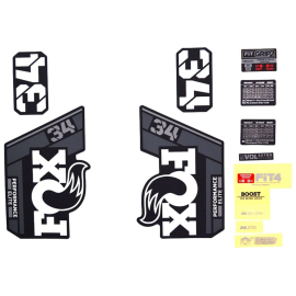 FOX Fork 34 Decal Kit: P-Se Grey Logo Matte Black 2021