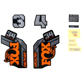 FOX Fork 34 Decal Kit: SC F-S Orange/Black Logo Shiny Black 2021