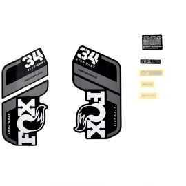 Fox Decal Kit: 2021 34 SC P-S Gray Logo Matte Black Fork