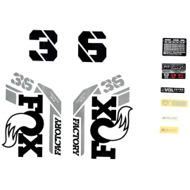 FOX Fork 36 Decal Kit: F-S Black Logo Shiny Orange 2021