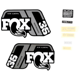 FOX Fork 36 Decal Kit: P-S Grey Logo Matte Black 2021