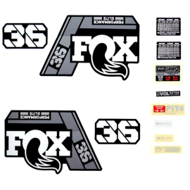 FOX Fork 36 Decal Kit: P-SE Grey Logo Matte Black 2021