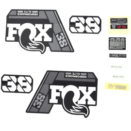 FOX Fork 38 Decal Kit: F-SE Grey Logo Matte Black 2021