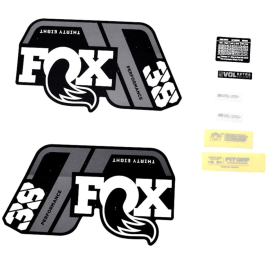 FOX Fork 38 Decal Kit: P-S Grey Logo Matte Black 2021