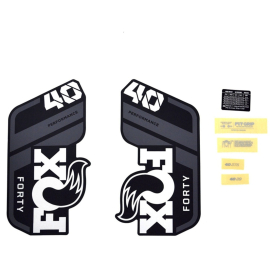 FOX Fork 40 Decal Kit: P-S Grey Logo Matte Black 2021