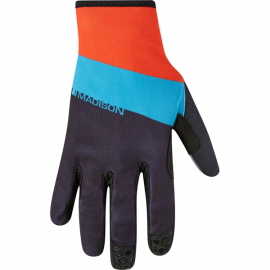 Alpine mens gloves stripe black  chilli red  blue curaco small