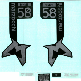 Marzocchi Fork Bomber 58 Decal Kit: Neutral Gloss Black Logo Shiny Black 2024
