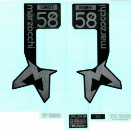 Marzocchi Fork Bomber 58 Decal Kit: Neutral Matte Black Logo Matte Black 2024