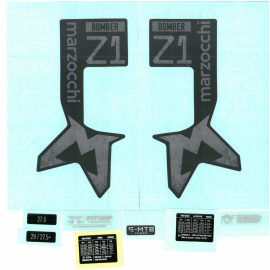 Marzocchi Fork Bomber Z1 Air & Coil/Bomber/ E-Tuned Decal Kit:  Neutral Matte