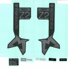 Marzocchi Fork Bomber Z2 E-Tuned Std/Clear Decal Kit: Neutral Matte Black 2024