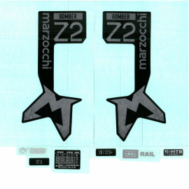 Marzocchi Fork Bomber Z2 E-Tuned Std/ClearDecal Kit: Logo Neutral Gloss Blk 2024