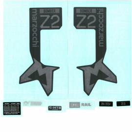 Marzocchi Fork Bomber Z2 E-Tuned Std/ClearDecal Kit: Logo Neutral Matte Blk 2024