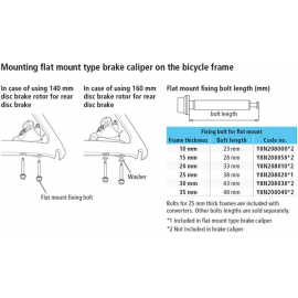 Flat mount calliper to flat mount frame fixing bolt C for 10mm frame 23mm bolt