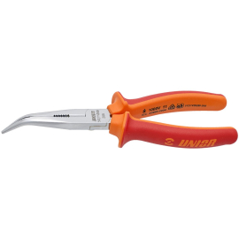 UNIOR LONG NOSE PLIERS WITH SIDE CUTTER AND PIPE GRIP BENT  200MM