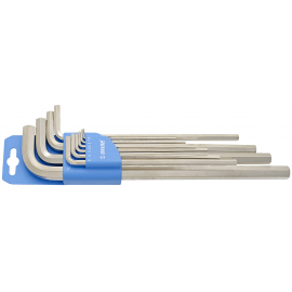 UNIOR SET OF 10 HEXAGON WRENCHES LONG TYPE ON PLASTIC CLIP  1510MM