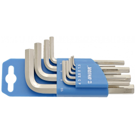 UNIOR SET OF 9 HEXAGON WRENCHES ON PLASTIC CLIP  15109MM