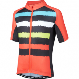 Sportive youth short sleeve jersey, torn stripes red / black age 9 - 10