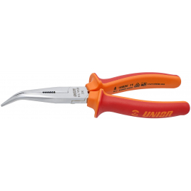 UNIOR LONG NOSE PLIERS WITH SIDE CUTTER AND PIPE GRIP BENT  170MM